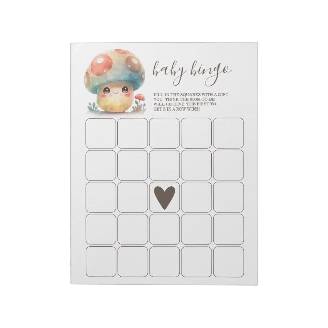 Whimsical Mushroom Baby Bingo Anteckningsblock (Roterad)