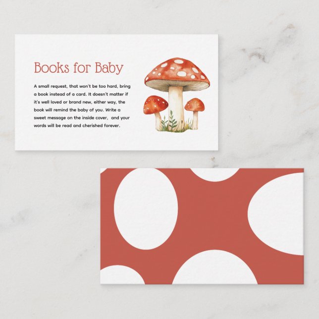 Whimsical Mushroom Baby Shower-böcker för baby Tilläggskort (Fram/baksida)