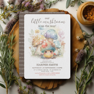 Whimsical Mushroom Baby Shower Inbjudningar