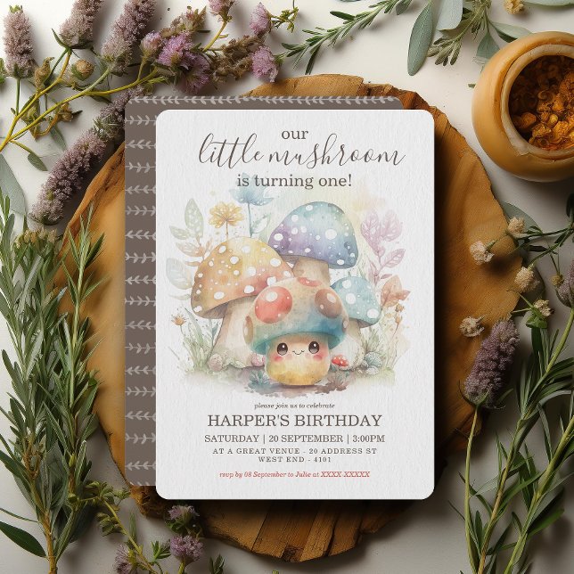 Whimsical Mushroom Birthday Inbjudningar (Skapare uppladdad)