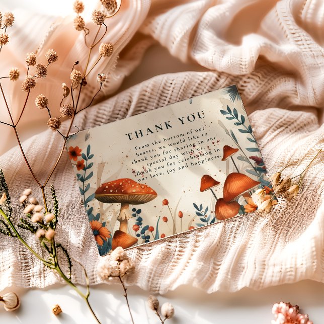 Whimsical Mushroom Forest Wedding Tack Kort (Skapare uppladdad)