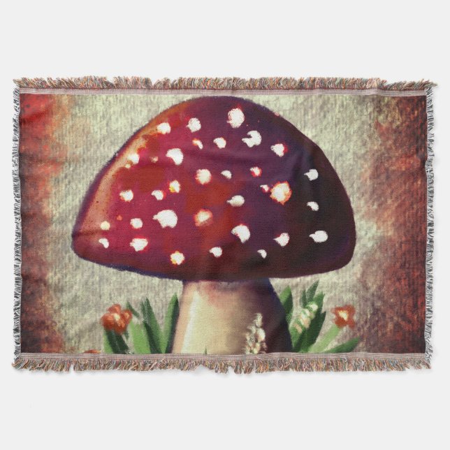 Whimsical Mushroom & Fungi Motif – Nature-Inspired Filt (Framsidan)