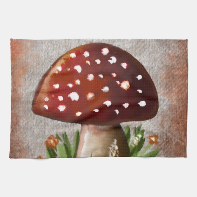 Whimsical Mushroom & Fungi Motif – Nature-Inspired Kökshandduk (Horisontell)