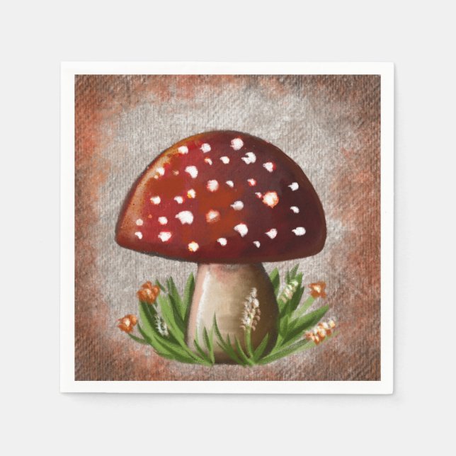 Whimsical Mushroom & Fungi Motif – Nature-Inspired Pappersservett (Framsidan)