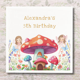 Whimsical Mushroom Girl Fairy Födelsedagsfest Pappersservett