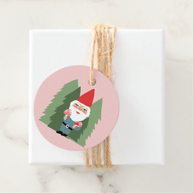 Whimsical Mushroom Gnome Elf Santa jul Gift Gåvor Etiketter (På plats)