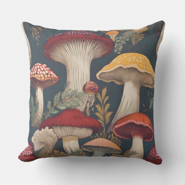 Whimsical Mushroom Mönster Design Kudde (Framsida)