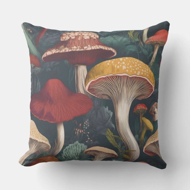 Whimsical Mushroom Mönster Design Kudde (Framsida)