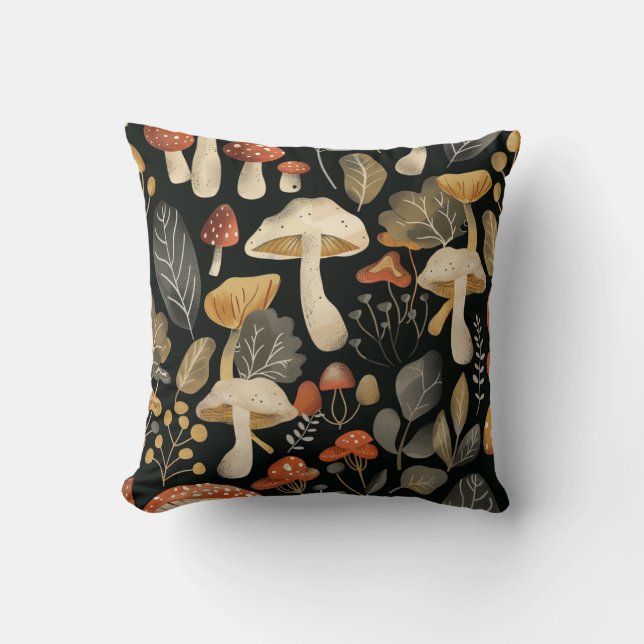 Whimsical Mushroom Mönster Kudde (Framsida)