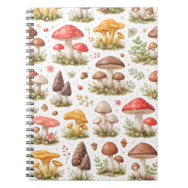 Whimsical Mushroom Pattern – Vintage Botanical Anteckningsbok