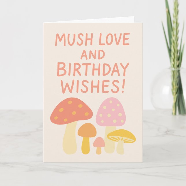 Whimsical Mushroom Pun Pastel Birthday Önskemål Kort (Framsida)