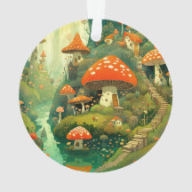 Whimsical Mushroom Village Ornament av Quindolyn