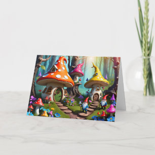 Whimsical Mushroom Village with Gnomes in Enchante Kort