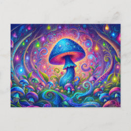 Whimsical Mushroom World Psychedelic Nature Fantas Vykort