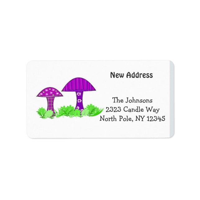 Whimsical Mushrooms Ny Adress Adressetikett (Framsidan)