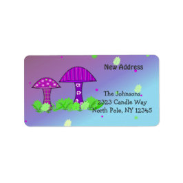Whimsical Mushrooms Ny Adress Adressetikett