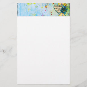 Whimsical Musical Pavisserligen Heart Header Brevpapper