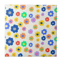 Whimsical Mustard & Black Blommigt Retro Cheerful