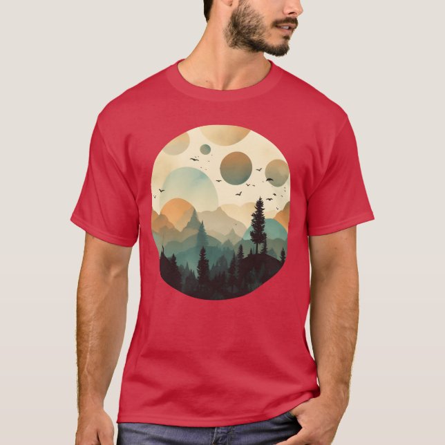 Whimsical Mystery Forest Camping Layered Foggy fri T Shirt (Framsida)