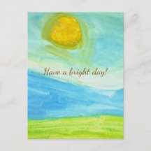 Whimsical Naiv Konst Sol Landskap