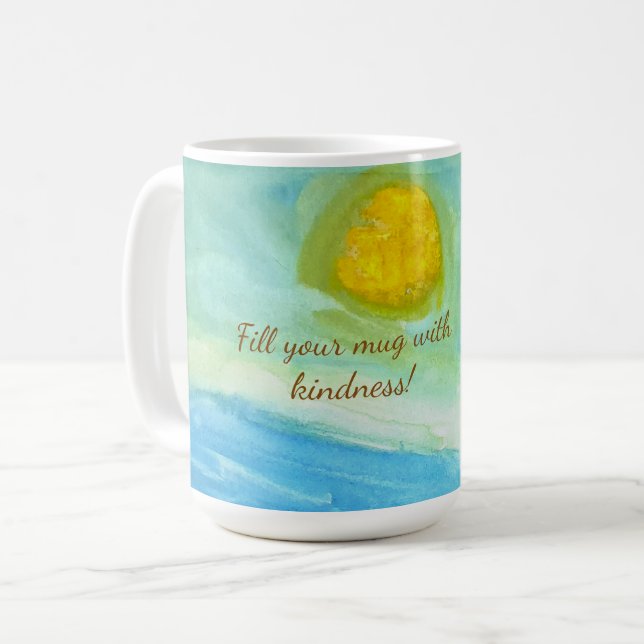 Whimsical Naive Art Sun Landscape Kaffemugg (Framsida vänster)