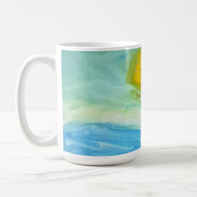 Whimsical Naive Art Sun Landscape Kaffemugg (Vänster)