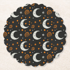 Whimsical Natt Himmel Halvmåne Halloween Underlägg Papper