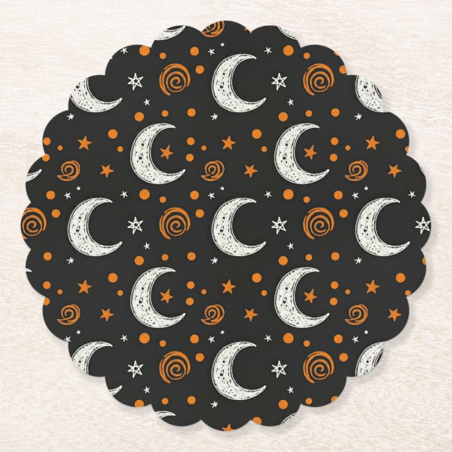 Whimsical Natt Himmel Halvmåne Halloween  Underlägg Papper (Framsida)