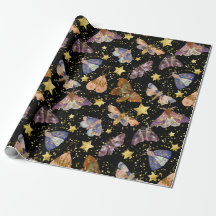 Whimsical Natt Moth Butterflies Faux Guld Stars