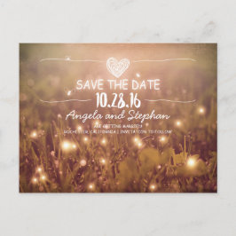 whimsical nattljus save the date rosé meddelande vykort