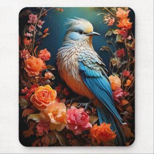 Whimsical Nature Blå Fågel Musmatta
