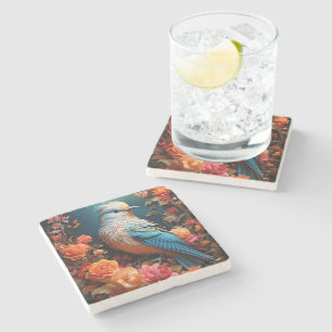 Whimsical Nature Blå Fågel Stenunderlägg