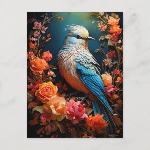 Whimsical Nature Blå Fågel Vykort