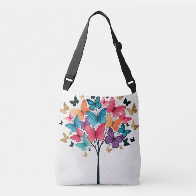 Whimsical Nature Fjäril Träd des Liv Axelväska (Framsida)
