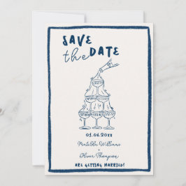 Whimsical Navyblå Save The Date-inbjudan Inbjudningar