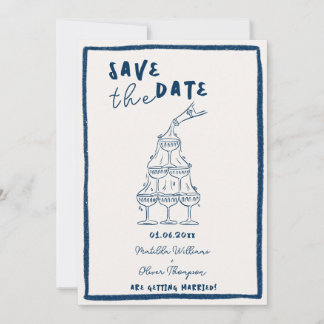 Whimsical Navyblå Save The Date-inbjudan Inbjudningar
