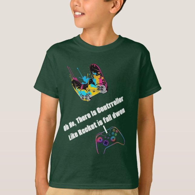 Whimsical Neon-Raket Kontroller Grafisk T-Shirt (Framsida)