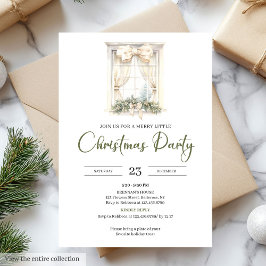 Whimsical Neutral Sage Beige Christmas Party Inbjudningar
