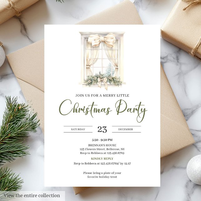 Whimsical Neutral Sage Beige Christmas Party Inbjudningar (Whimsical Neutral Sage Beige Christmas Party)