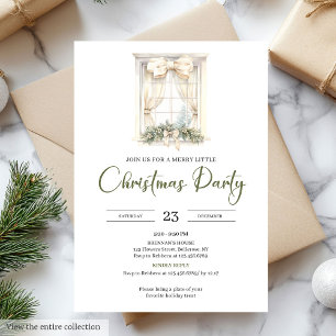 Whimsical Neutral Sage Beige Julfest Inbjudningar