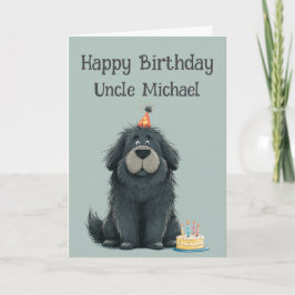 Whimsical Newfoundland Dog Birthday Card Kort