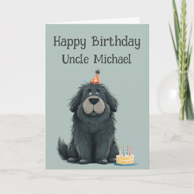 Whimsical Newfoundland Dog Birthday Card Kort (Framsida)