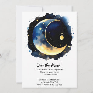 Whimsical Night Himlar Watercolor Boy Shower Inbjudningar