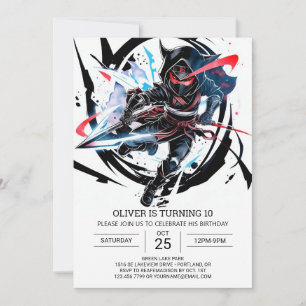 Whimsical Ninja Surprise Birthday Inbjudningar