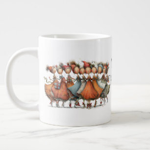 Whimsical Nio Damer Dansar 12 Juldagarna Jumbo Mugg