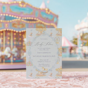 Whimsical nöjespark Karusell Baby Shower Inbjudningar