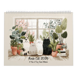 Whimsical Nordic Katter | Skandinaviskt Mysigt Hem Kalender