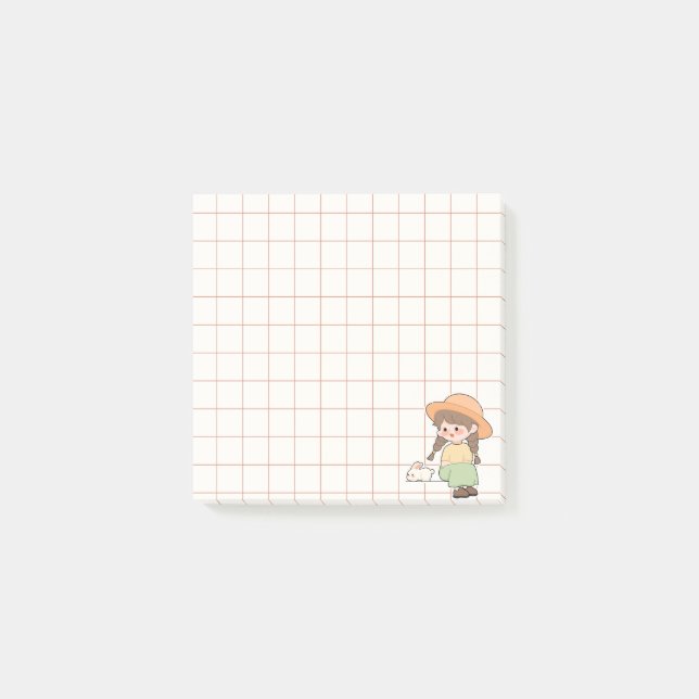 Whimsical Notebook Girl Art Collection Post-it Block (Framsida)