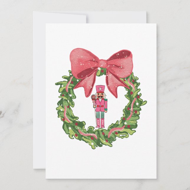 Whimsical Nötknäckare Julkrans Inbjudningar (Framsida)