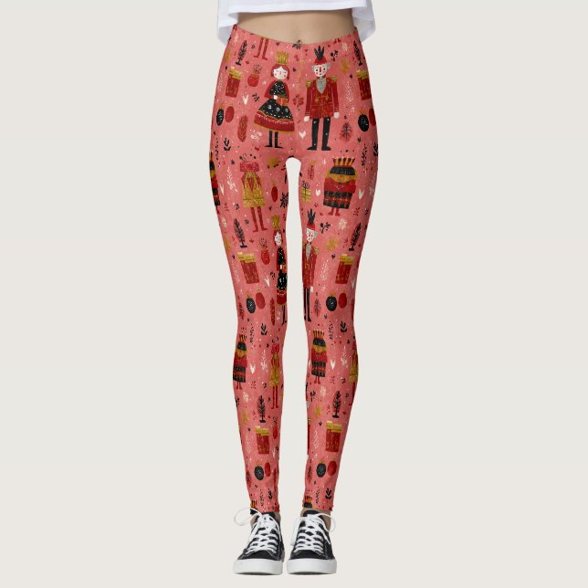 Whimsical Nötknäckare Julmönster Leggings (Framsida)